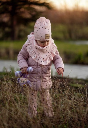 Zestaw klasyczny - czapka smerfetka serduszka róż 