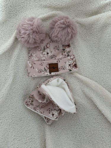 Zestaw Czapka pompony x2 - newbie rose róż