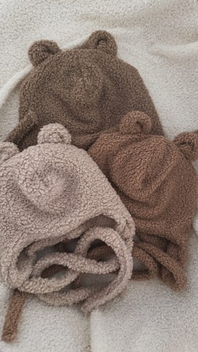Czapka baranek lub zestaw kolor do wyboru - uszy miś 