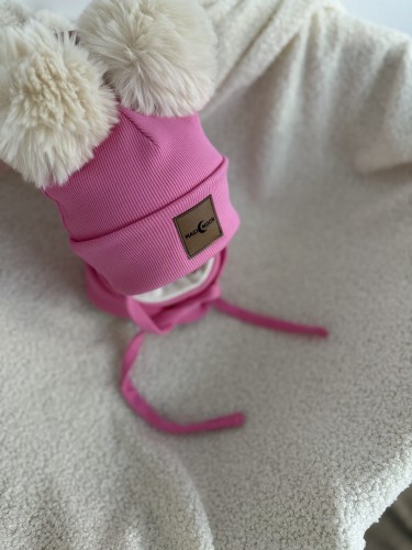 Zestaw Czapka pompony x2 - Barbie róż 