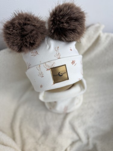Zestaw Czapka pompony x2 - Mama Gąska 