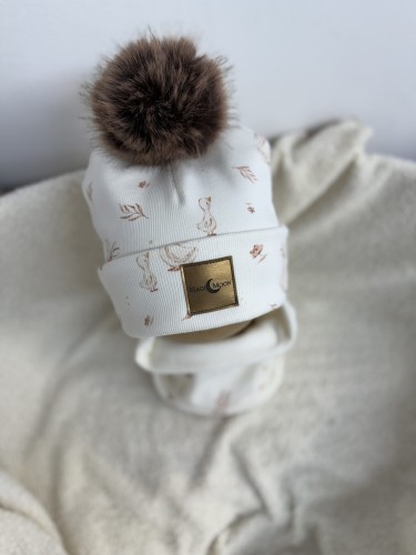 Zestaw Czapka pompon - Mama Gąska 