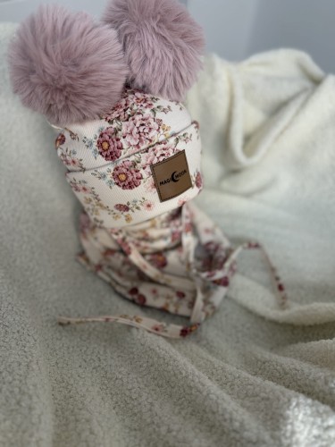 Zestaw Czapka pompony x2 - blossom